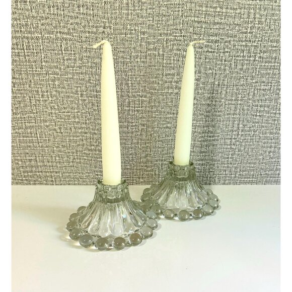 Vintage Anchor Hocking Candlewick Berwick Clear Candlestick Holders ~ Set of 2 - Picture 5 of 10